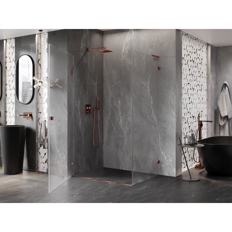 Mexen Lunar-B L cabine de douche pivotante gauche 100 x 90 cm, transparent, or rose - 832L-100-090-60-00-L