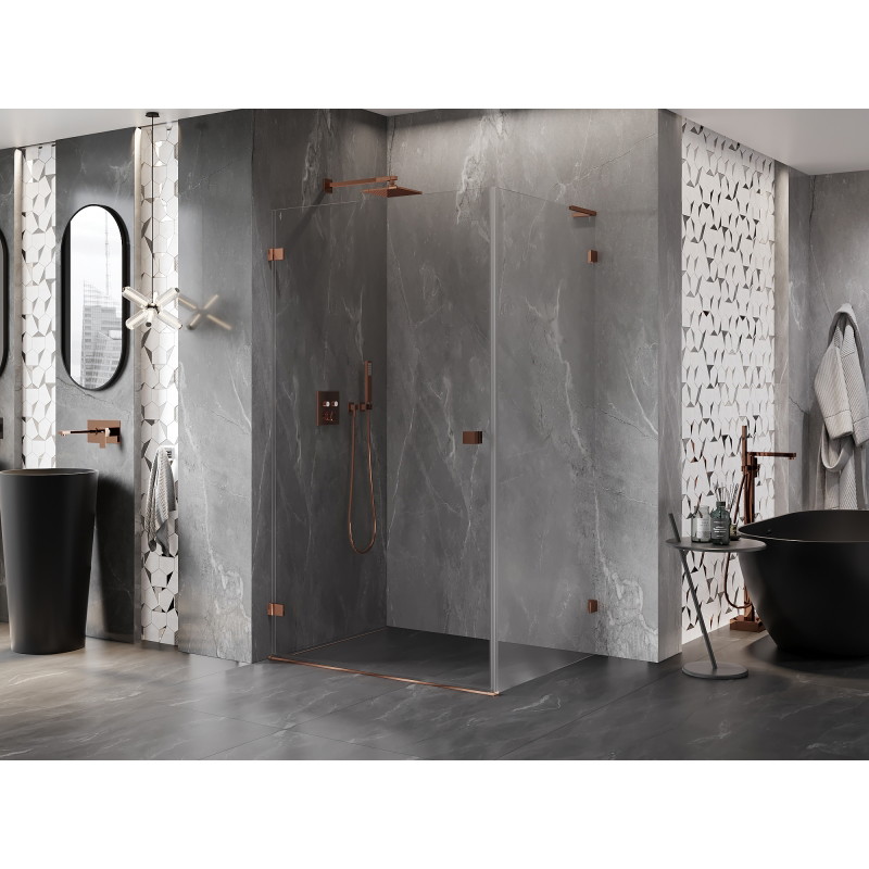 Mexen Lunar-B L cabine de douche pivotante gauche 100 x 90 cm, transparent, or rose - 832L-100-090-60-00-L