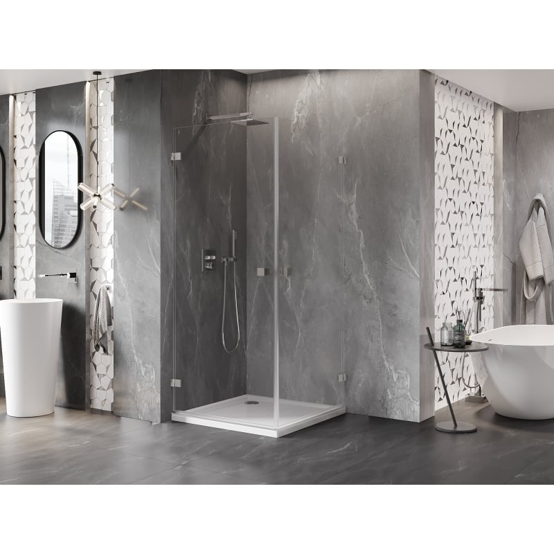 Mexen Lunar-B Duo cabine de douche pivotante 70 x 70 cm, transparent, nickel brossé - 832-070L-070P-97-00