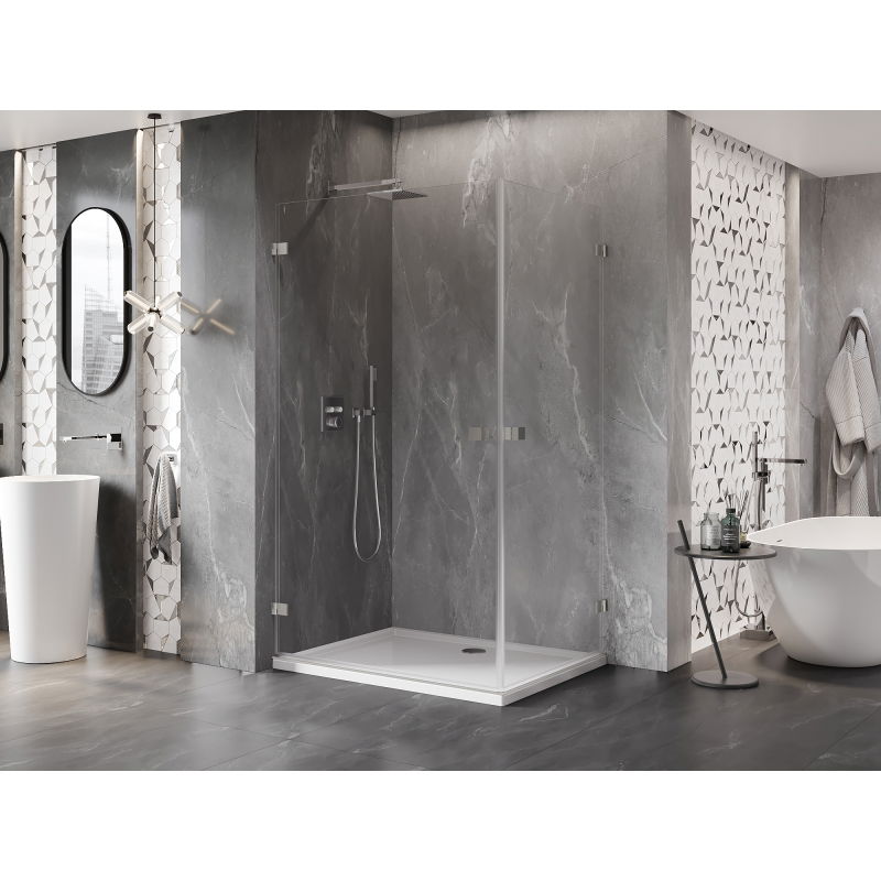 Mexen Lunar-B Duo cabine de douche pivotante 75 x 70 cm, transparent, nickel brossé - 832-075L-070P-97-00