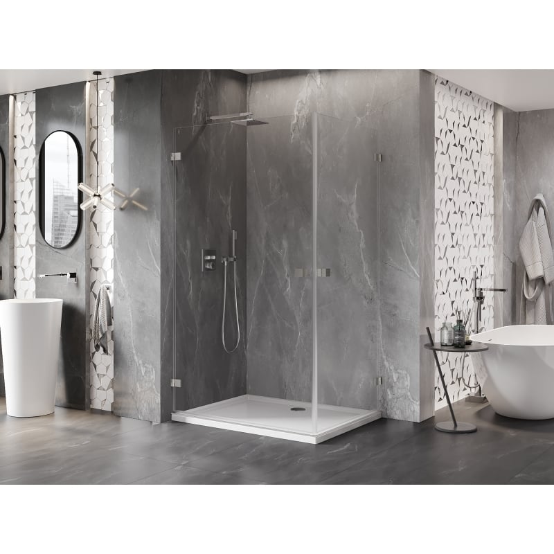 Mexen Lunar-B Duo cabine de douche pivotante 85 x 70 cm, transparent, nickel brossé - 832-085L-070P-97-00