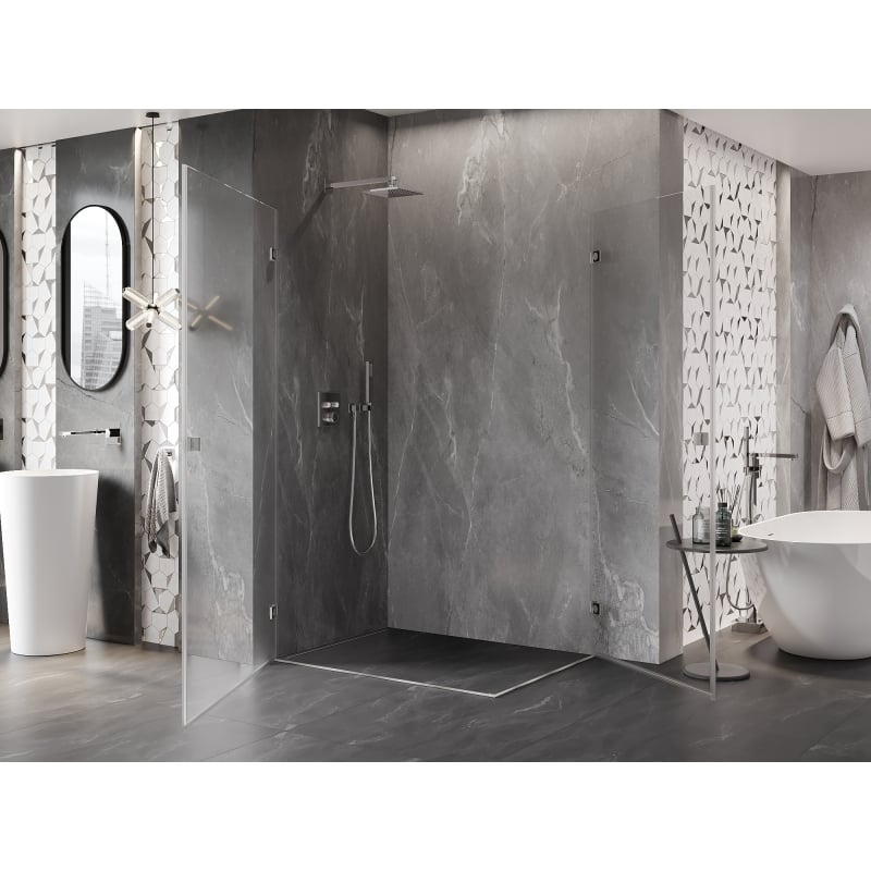 Mexen Lunar-B Duo cabine de douche pivotante 95 x 75 cm, transparent, nickel brossé - 832-095L-075P-97-00