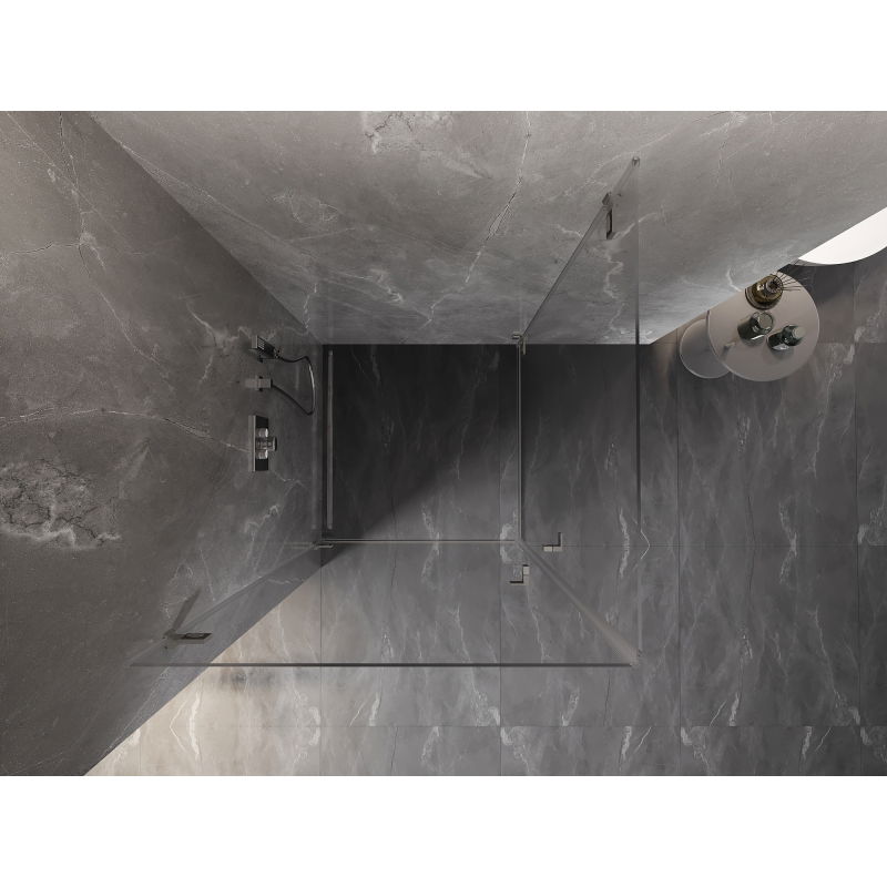 Mexen Lunar-B Duo cabine de douche pivotante 100 x 100 cm, transparent, nickel brossé - 832-100L-100P-97-00