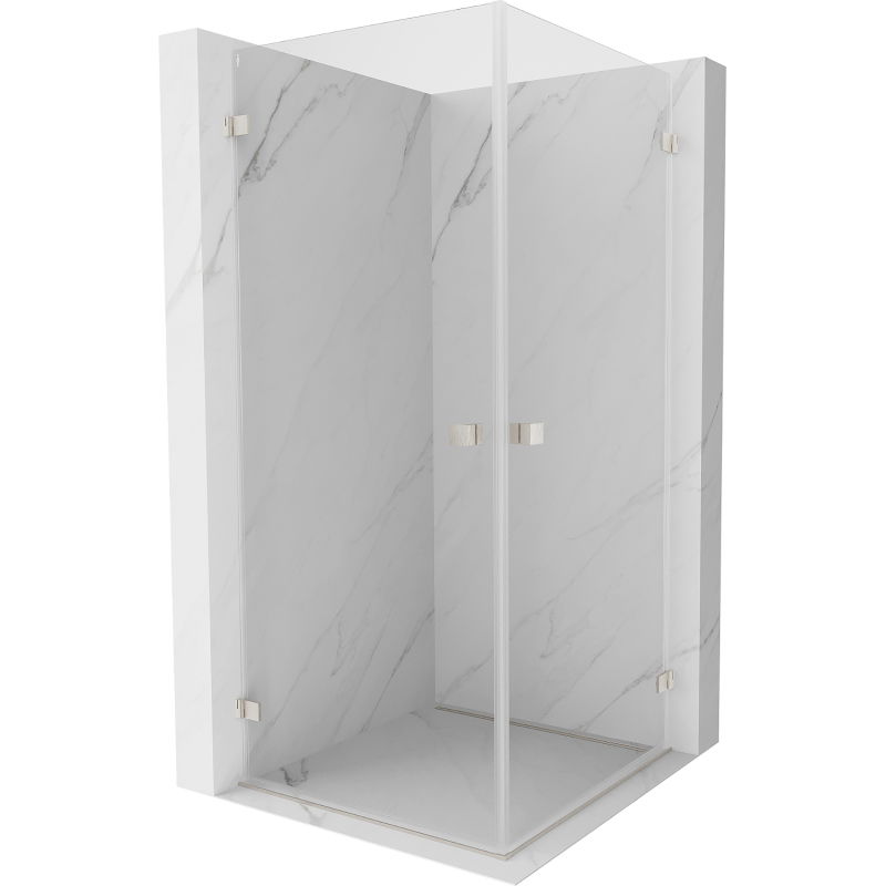 Mexen Lunar-B Duo cabine de douche pivotante 100 x 100 cm, transparent, nickel brossé - 832-100L-100P-97-00