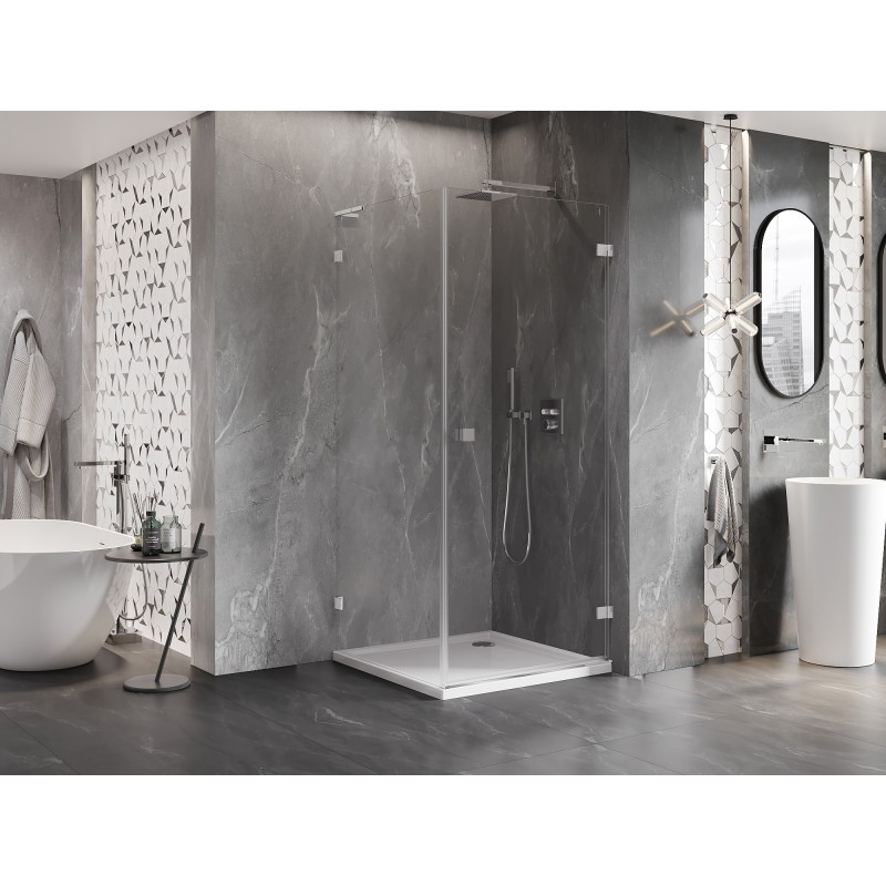 Mexen Lunar-B L cabine de douche pivotante droite 80 x 80 cm, transparent, chrome - 832L-080-080-01-00-P