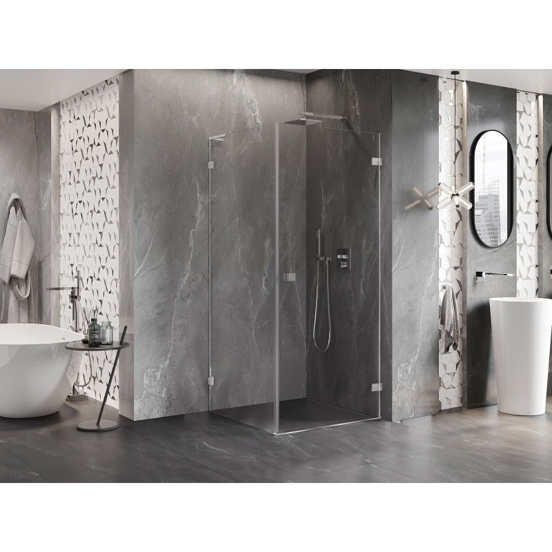 Mexen Lunar-B L cabine de douche pivotante droite 80 x 80 cm, transparent, chrome - 832L-080-080-01-00-P