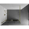 Mexen Kioto+ paroi de douche avec étagère Walk-in 100 x 200 cm, carreaux noirs, dorés - 800-100-121-50-77