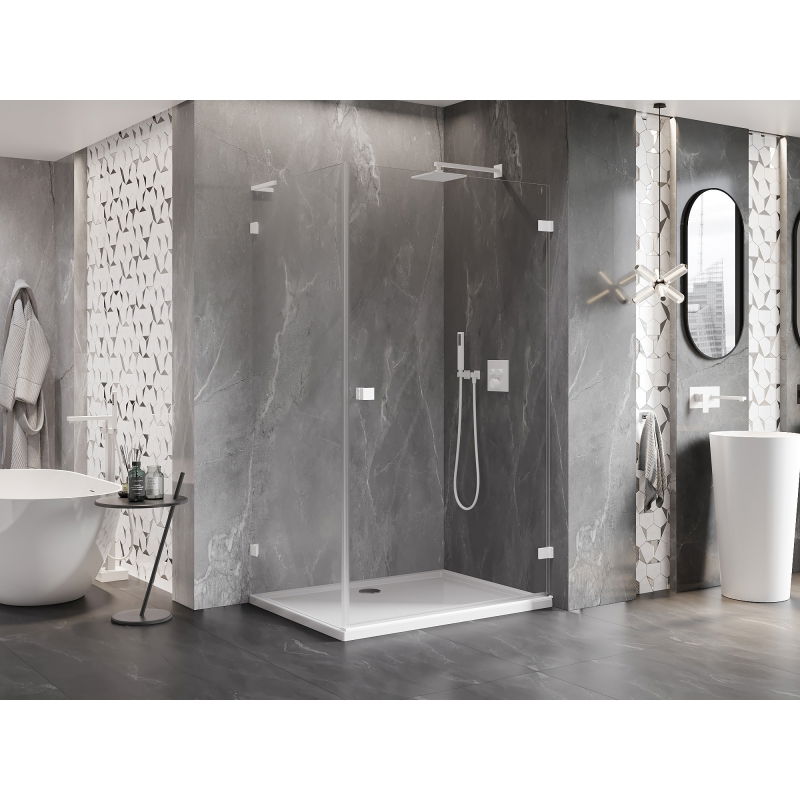 Mexen Lunar-B L cabine de douche pivotante droite 95 x 70 cm, transparente, blanche - 832L-095-070-20-00-P