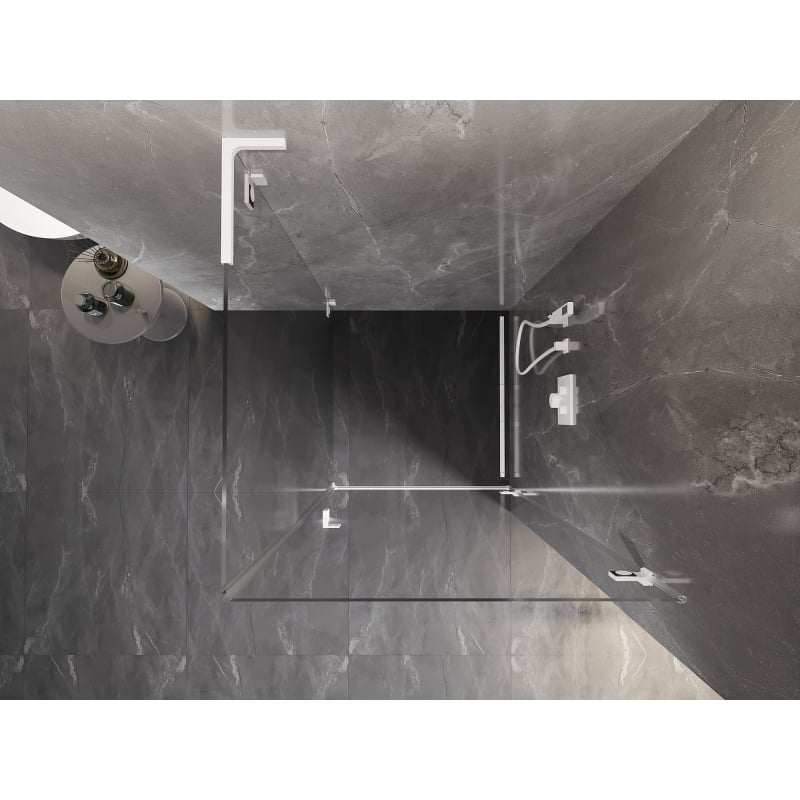 Mexen Lunar-B L cabine de douche pivotante droite 80 x 80 cm, transparent, blanc - 832L-080-080-20-00-P