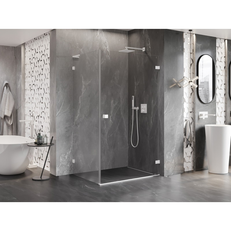 Mexen Lunar-B L cabine de douche pivotante droite 85 x 80 cm, transparent, blanc - 832L-085-080-20-00-P