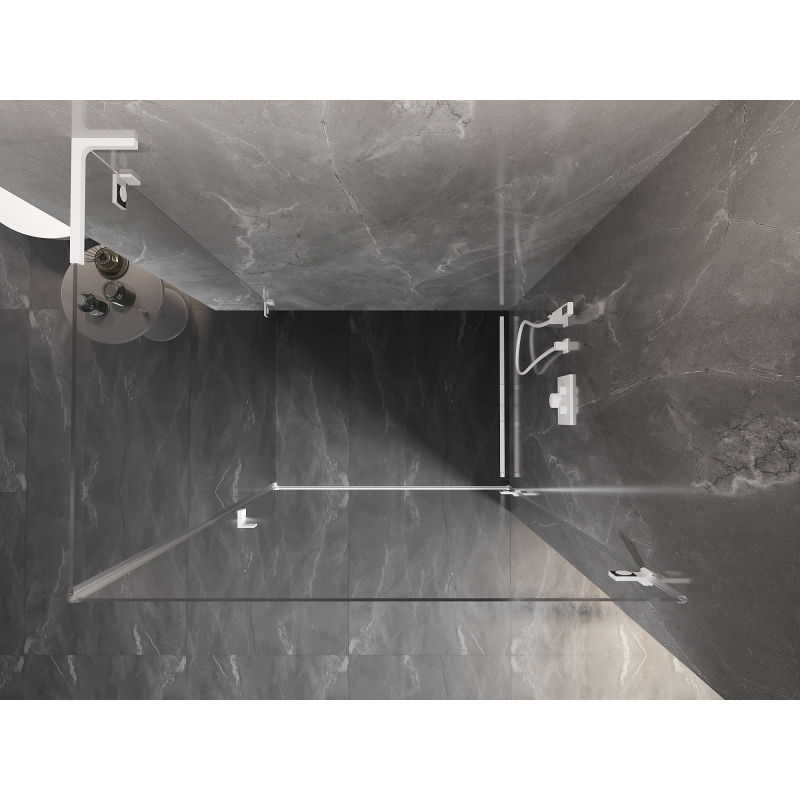 Mexen Lunar-B L cabine de douche pivotante droite 90 x 80 cm, transparente, blanche - 832L-090-080-20-00-P