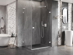 Mexen Lunar-B L cabine de douche pivotante droite 100 x 80 cm, transparent, blanche - 832L-100-080-20-00-P