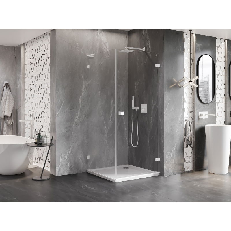 Mexen Lunar-B L cabine de douche ouvrante droite 100 x 100 cm, transparente, blanche - 832L-100-100-20-00-P
