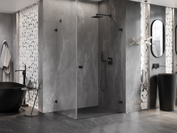 Mexen Lunar-B cabine de douche battante droite 100 x 70 cm, transparent, noir - 832-100-070-70-00-P