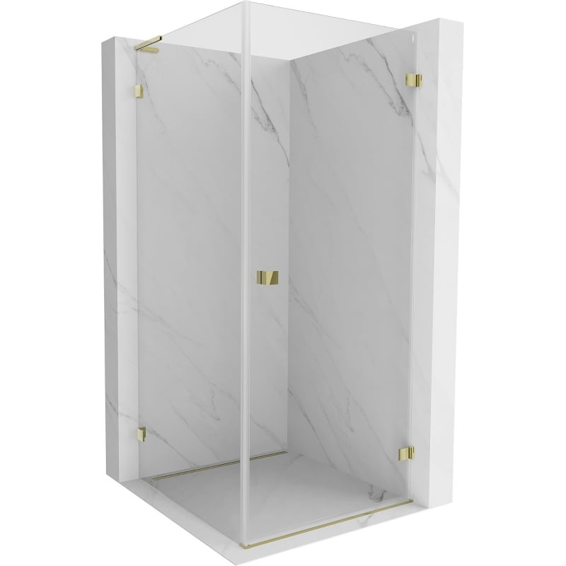Mexen Lunar-B L cabine de douche pivotante droite 80 x 80 cm, transparent, doré - 832L-080-080-50-00-P
