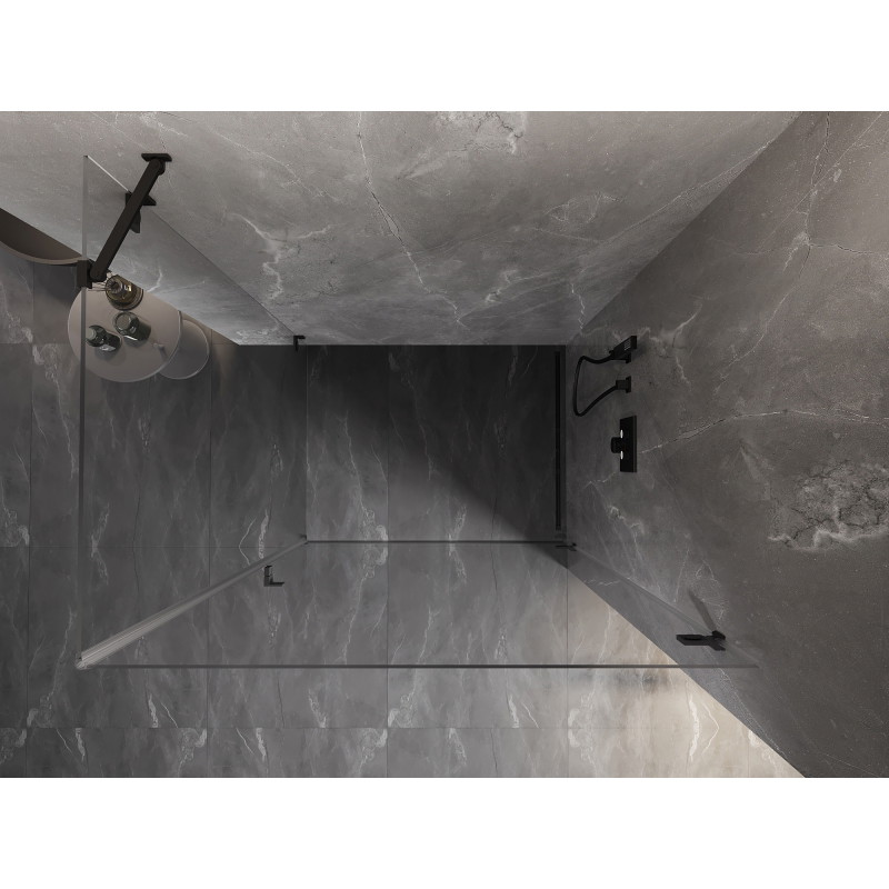 Mexen Lunar-B cabine de douche pivotante droite 90 x 80 cm, transparent, noir - 832-090-080-70-00-P