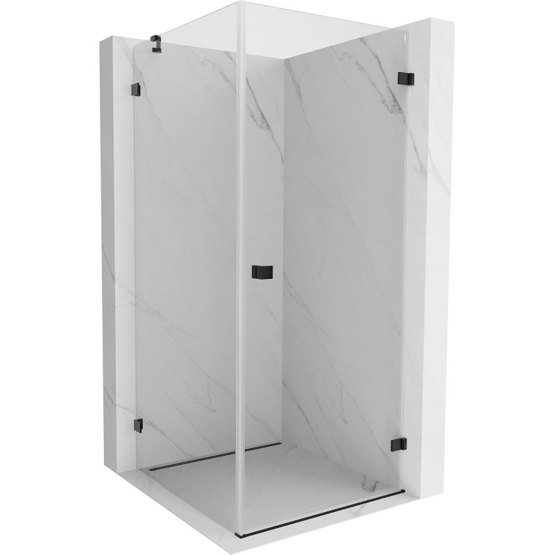 Mexen Lunar-B cabine de douche pivotante droite 90 x 90 cm, transparente, noire - 832-090-090-70-00-P