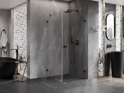 Mexen Lunar-B cabine de douche pivotante droite 90 x 90 cm, transparente, noire - 832-090-090-70-00-P