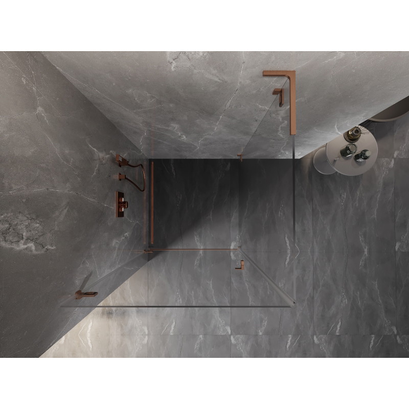 Mexen Lunar-B L cabine de douche pivotante gauche 90 x 90 cm, transparent, cuivre brossé - 832L-090-090-65-00-L