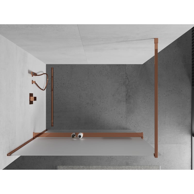 Mexen Kioto+ paroi de douche avec étagère Walk-in 80 x 200 cm, givré, or rose - 800-080-121-60-30