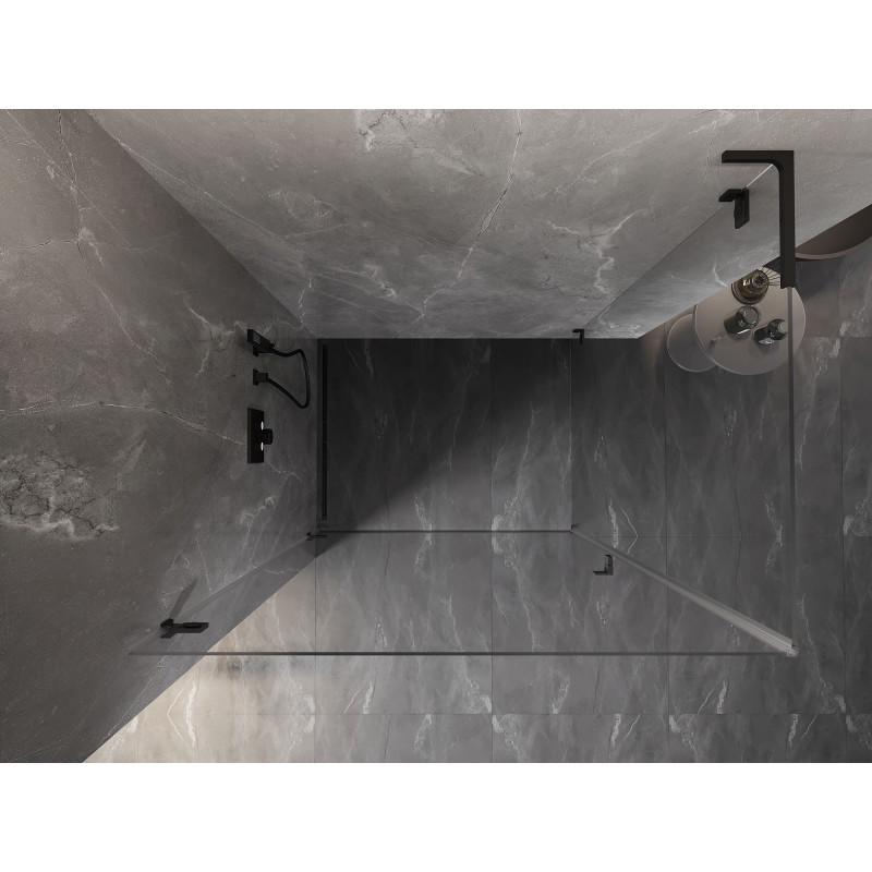Mexen Lunar-B L cabine de douche pivotante gauche 90 x 80 cm, transparent, noir - 832L-090-080-70-00-L