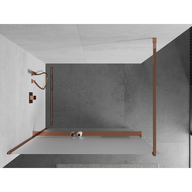 Mexen Kioto+ paroi de douche avec étagère Walk-in 90 x 200 cm, givre, or rose - 800-090-121-60-30