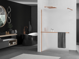Mexen Kioto+ paroi de douche avec étagère Walk-in 100 x 200 cm, givré, or rose - 800-100-121-60-30