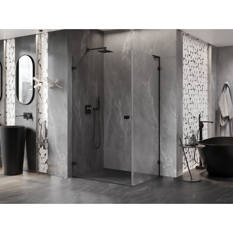 Mexen Lunar-B L cabine de douche pivotante gauche 95 x 90 cm, transparent, noir - 832L-095-090-70-00-L