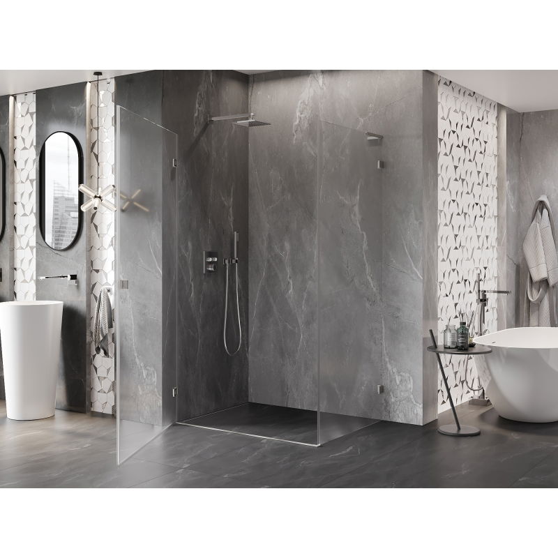 Mexen Lunar-B L cabine de douche battante gauche 95 x 80 cm, transparent, nickel brossé- 832L-095-080-97-00-L
