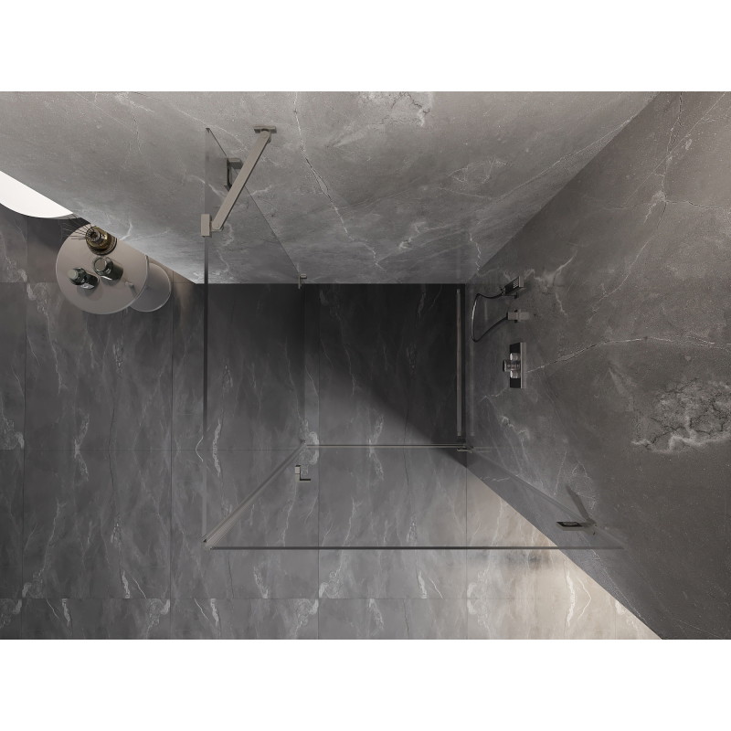 Mexen Lunar-B cabine de douche pivotante droite 90 x 90 cm, transparent, nickel brossé - 832-090-090-97-00-P