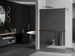 Mexen Kioto+ paroi de douche avec étagère Walk-in 100 x 200 cm, miroir, or rose - 800-100-121-60-50