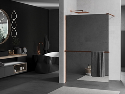 Mexen Kioto+ paroi de douche avec tablette Walk-in 110 x 200 cm, miroir, or rose - 800-110-121-60-50