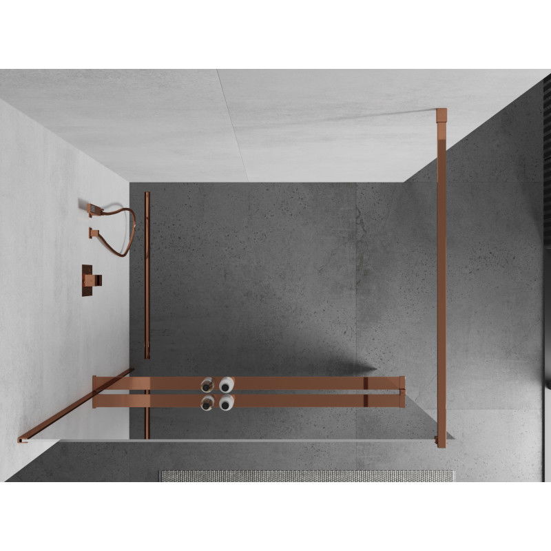 Mexen Kioto+ paroi de douche avec tablette Walk-in 110 x 200 cm, miroir, or rose - 800-110-121-60-50