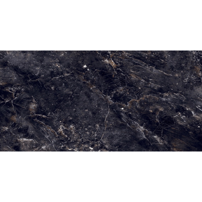Mexen Rokocha Gres noir émaillé rect. G1, carreau sol-mur 120 x 60 cm, haute brillance - TL205-120-060-01