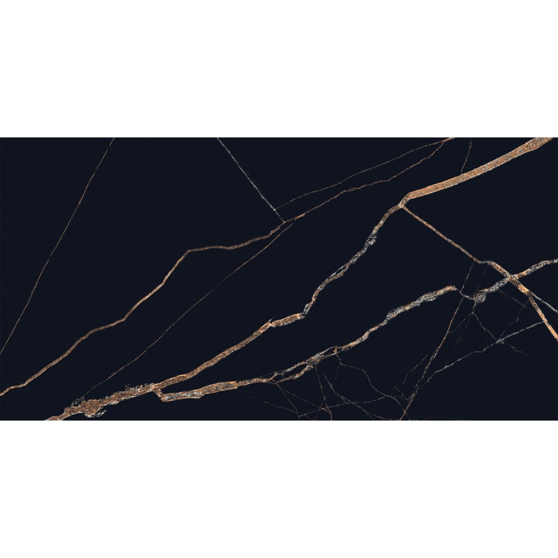 Mexen Fossil Gres noir émaillé rectifié G1, carreau sol-mur 120 x 60 cm, haute brillance - TL213-120-060-00