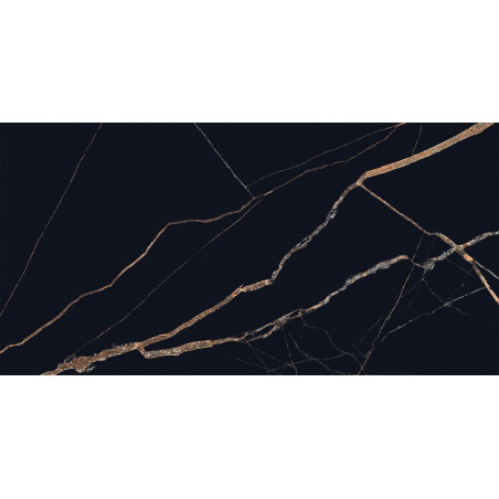 Mexen Fossil Gres noir émaillé rectifié G1, carreau sol-mur 120 x 60 cm, haute brillance - TL213-120-060-00
