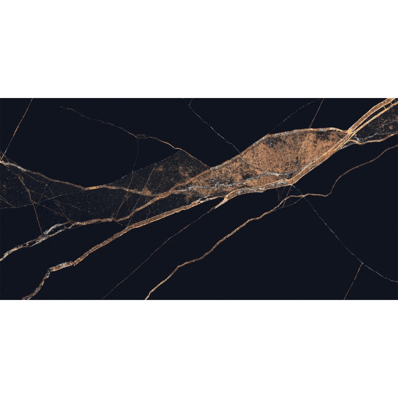 Mexen Fossil Gres noir émaillé rectifié G1, carreau sol-mur 120 x 60 cm, haute brillance - TL213-120-060-00