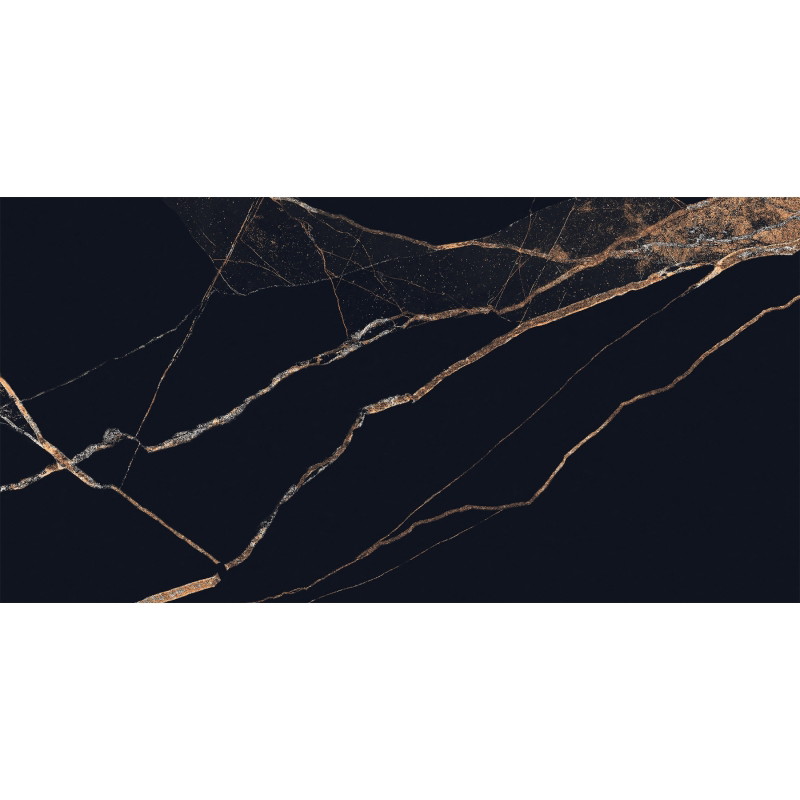 Mexen Fossil Gres noir émaillé rectifié G1, carreau sol-mur 120 x 60 cm, haute brillance - TL213-120-060-00