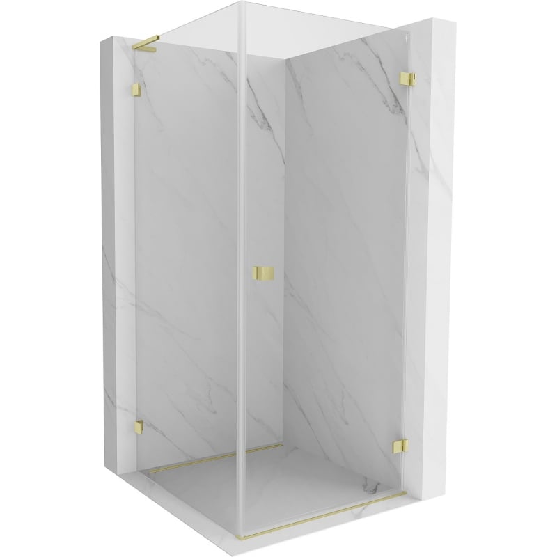 Mexen Lunar-B L cabine de douche battante droite 80 x 80 cm, transparent, doré brossé - 832L-080-080-55-00-P
