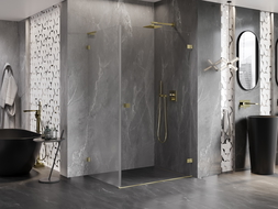 Mexen Lunar-B L cabine de douche battante droite 100 x 80 cm, transparent, or brossé - 832L-100-080-55-00-P