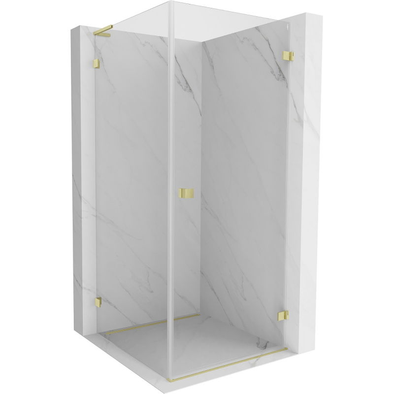 Mexen Lunar-B L cabine de douche battante droite 90 x 90 cm, transparent, or brossé - 832L-090-090-55-00-P