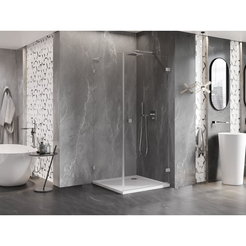 Mexen Lunar-B L cabine de douche pivotante droite 80 x 80 cm, transparent, nickel brossé - 832L-080-080-97-00-P