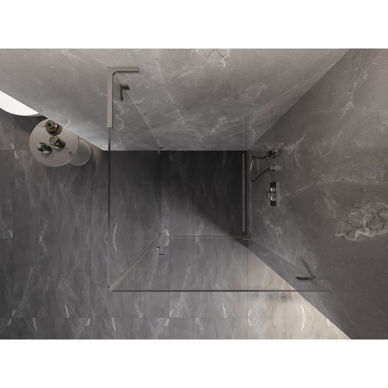 Mexen Lunar-B L cabine de douche pivotante droite 80 x 80 cm, transparent, nickel brossé - 832L-080-080-97-00-P