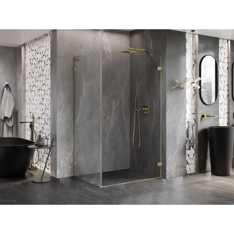 Mexen Lunar-B L cabine de douche pivotante droite 100 x 90 cm, transparent, or brossé - 832L-100-090-55-00-P