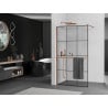 Mexen Kioto+ paroi de douche avec étagère Walk-in 110 x 200 cm, grille noire, or rose - 800-110-121-60-77