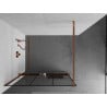 Mexen Kioto+ paroi de douche avec étagère Walk-in 110 x 200 cm, grille noire, or rose - 800-110-121-60-77