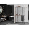 Mexen Kioto+ paroi de douche avec étagère Walk-in 130 x 200 cm, grille noire, or rose - 800-130-121-60-77