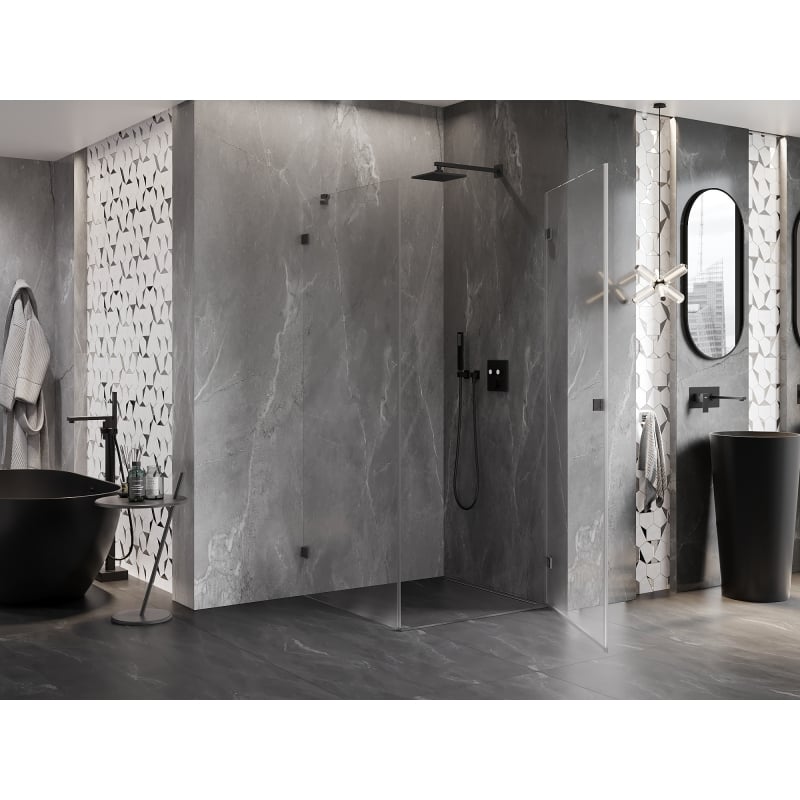 Mexen Lunar-B L cabine de douche pivotante droite 100 x 100 cm, transparent, gun metal - 832L-100-100-95-00-P