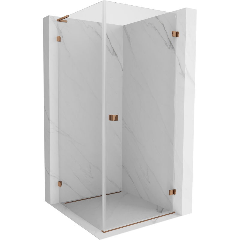 Mexen Lunar-B L cabine de douche pivotante droite 90 x 90 cm, transparente, or rose - 832L-090-090-60-00-P