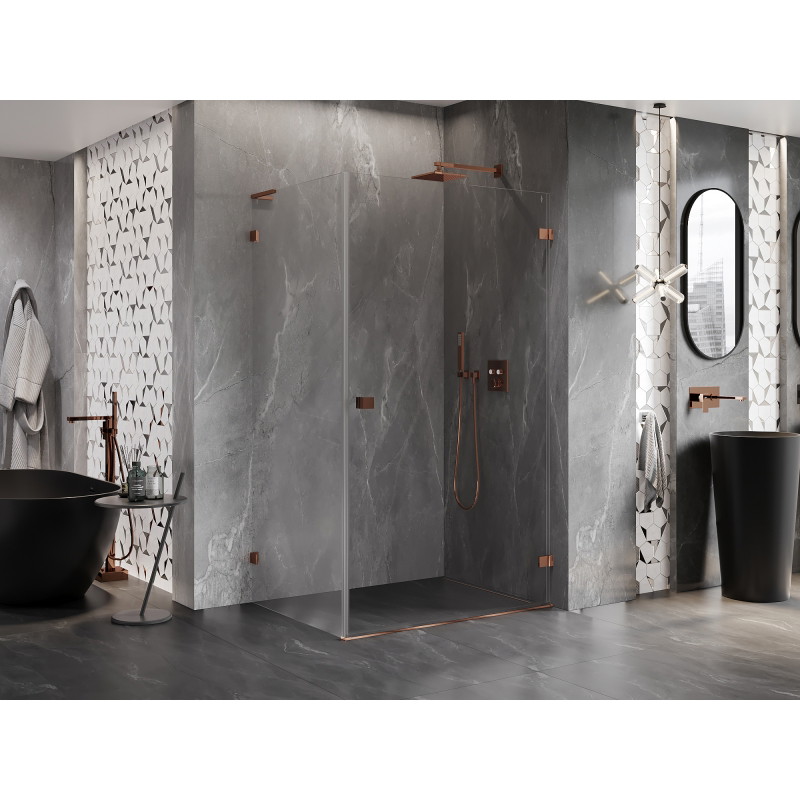Mexen Lunar-B L cabine de douche pivotante droite 95 x 90 cm, transparent, or rose - 832L-095-090-60-00-P
